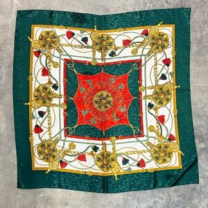 Vintage Nautical Medallion Print Silk Scarf